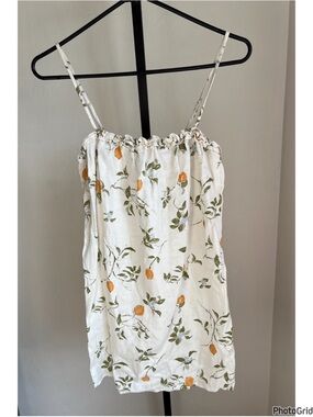 Reformation Lemon Branch Linen Mini Dress Small